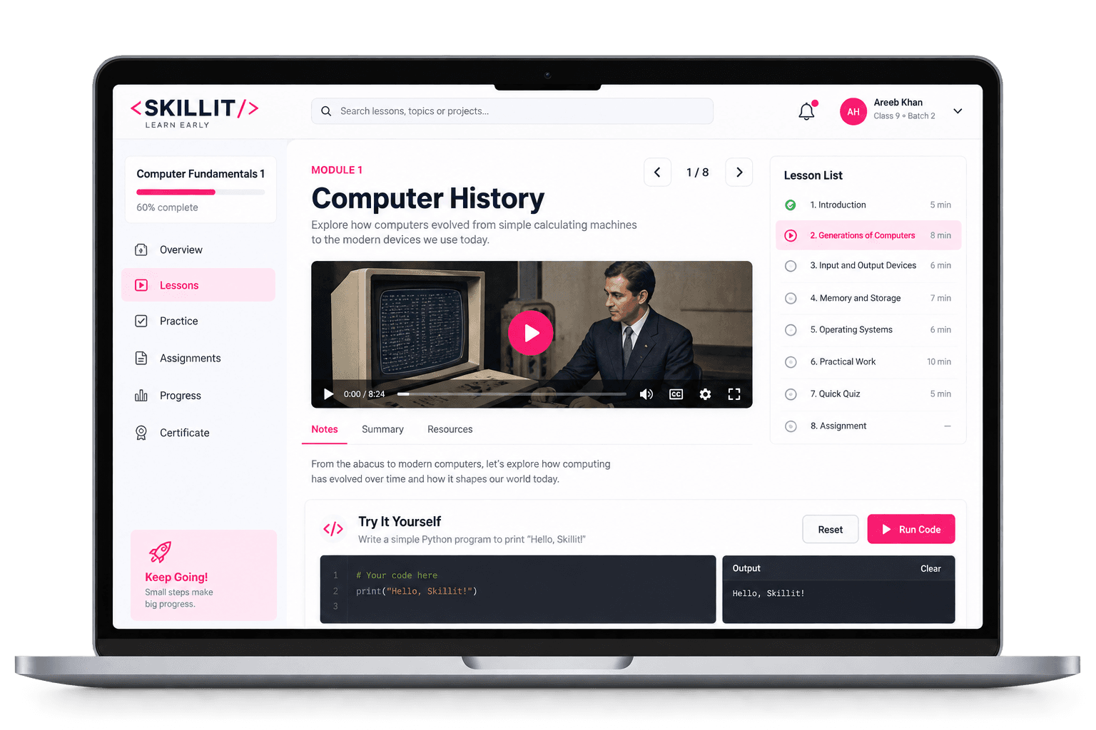 Skillit lesson player